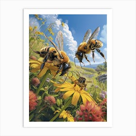 Carpenter Bee Storybook Illustration 22 Art Print