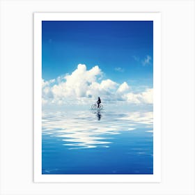 Person Riding A Bike In The Water Art Print