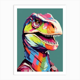 Colourful Dinosaur Velociraptor 2 Art Print