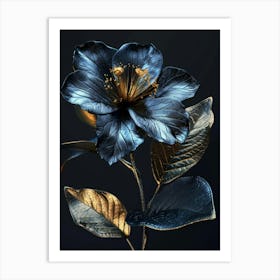 Blue And Gold Flower Art Print