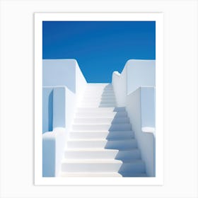 White Stairs Leading To A Blue Sky Art Print