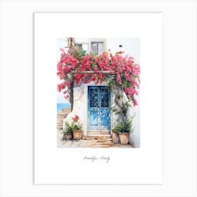 Amalfi, Italy   Mediterranean Doors Watercolour Painting 9 Poster Art Print