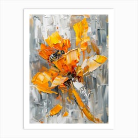 Bee On A Yellow Flower Art Print