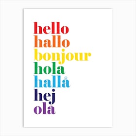 Hello Hallo Rainbow Art Print