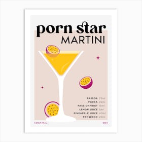 Porn Star Martini in Beige Cocktail Recipe Art Print