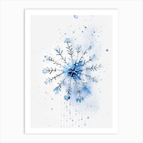 Graupel, Snowflakes, Minimalist Watercolour 5 Art Print