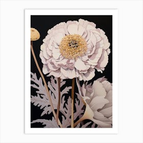 Flower Illustration Scabiosa 2 Art Print