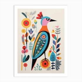 Colourful Scandi Bird Partridge 3 Art Print