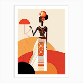 African Tribal Woman in Minimalist Harmony Art Print