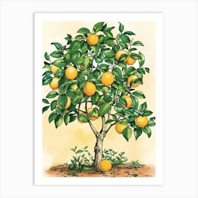 Lemon Tree Storybook Illustration 1 Art Print