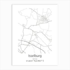 Isselburg,Germany Minimalist Map Art Print