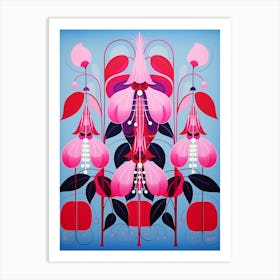 Flower Motif Painting Fuchsia 1 Art Print