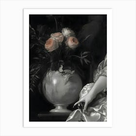 Dark Gothic Lady With Roses Art Print