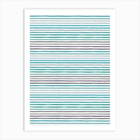 Marker Stripes Blue Turquoise Art Print