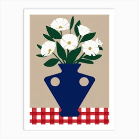 White Vase With Flowers Art Print