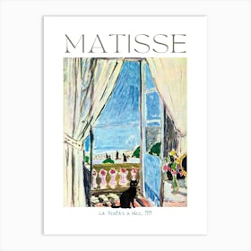 Matisse Black Cat by the Window in Nice Art Poster Print Painting by Henri Matisse With Added Black Cat - Mediterranean Blue Sky and Sea HD Fully Remastered High Resolution Art Print