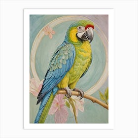 Parrot On A Branch In Pastel Art Print