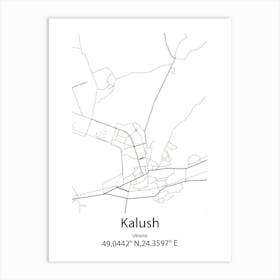 Kalush,Ukraine Minimalist Map Art Print