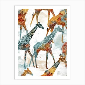 Giraffe Watercolour Colourful Pattern 3 Art Print