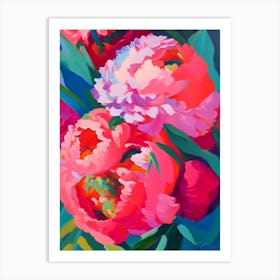 Coral Charm Peonies Colourful 1 Painting Art Print