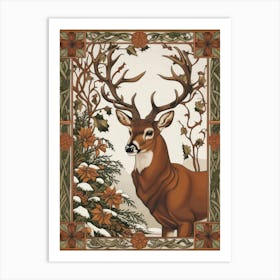 Deer In The Woods Style William Morris Art Print