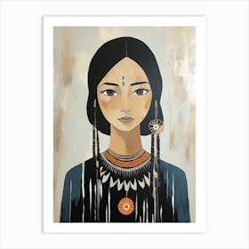 Native American Woman, Boho Art Style Art Print