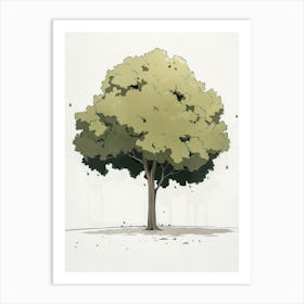 Ash Tree Pixel Illustration 1 Art Print