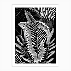 Netted Chain Fern Linocut Art Print