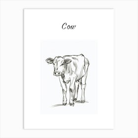 B&W Cow Poster Art Print