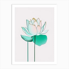 Water Lily Floral Minimal Line Drawing 2 Flower Art Print