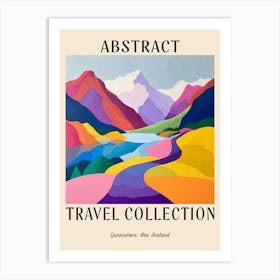 Abstract Travel Collection Poster Queenstown New Zealand 2 Art Print