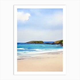 Crantock Beach 2, Cornwall Watercolour Art Print