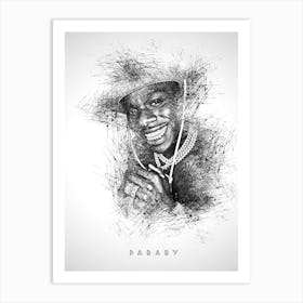 Dababy Rapper Sketch Art Print