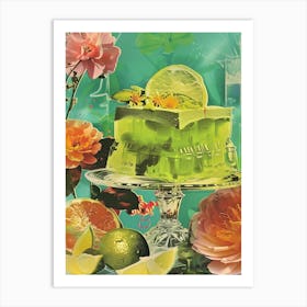 Fruity Lime Green Jelly Retro Collage 2 Art Print