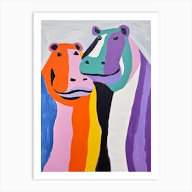 Colourful Kids Animal Art Hippopotamus 2 Art Print