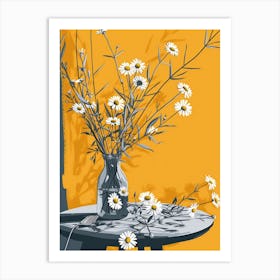 Daisy Flowers On A Table   Contemporary Illustration 4 Art Print