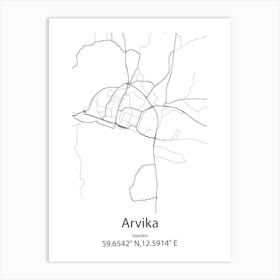 Arvika,Sweden Minimalist Map Art Print