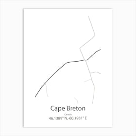 Cape Breton,Canada Minimalist Map Art Print