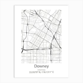 Downey,United States Minimalist Map Art Print