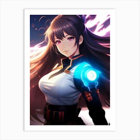 Anime Girl With Glowing Eyes Art Print