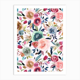 Sweet Watercolour Romance Bouquet Art Print