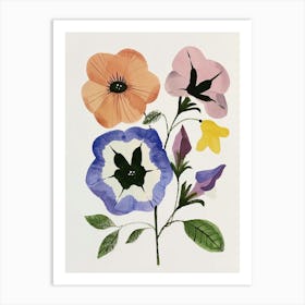 Painted Florals Petunia 3 Art Print