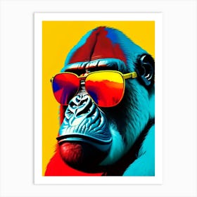 Gorilla With Sunglasses Gorillas Primary Colours 1 Art Print