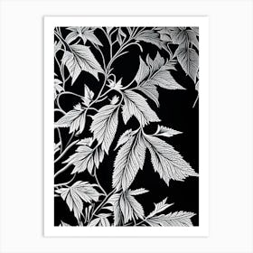 Elderberry Leaf Linocut 2 Art Print