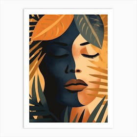 Portrait Of A Woman With Leaves 6 Art Print