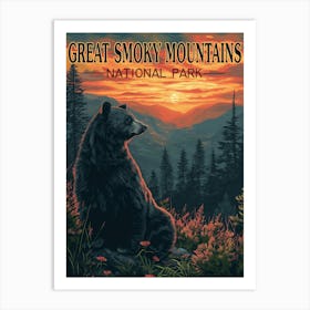 Vintage Great Smoky Mountains National Park Poster Art Print