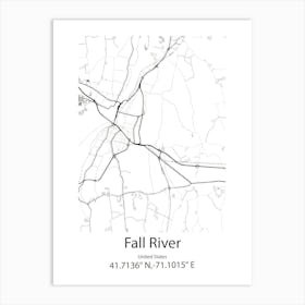 Fall River,United States Minimalist Map Art Print