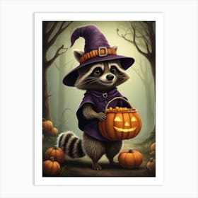 Halloween Raccoon Art Print