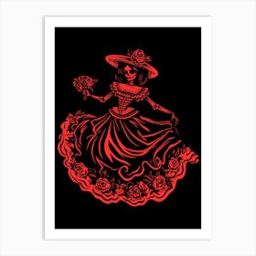  Day Of The Dead Skeleton Lady Art Print