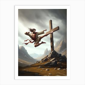 Jesus Jump Kick Art Print